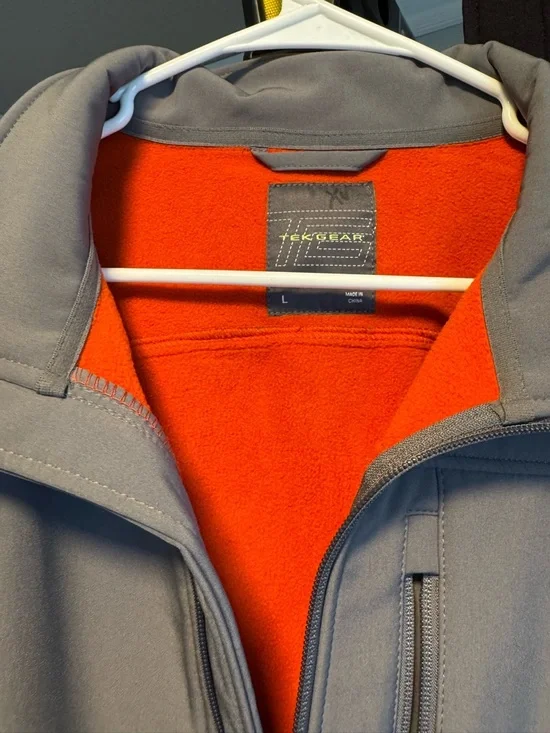 Men's TekGear Gray Softshell Jacket with Orange Lining - Picture 3 of 4
